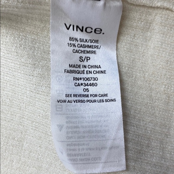 Vince Ivory Open front Cardigan Silk & cashmere minimalist sweater - Picture 6 of 8